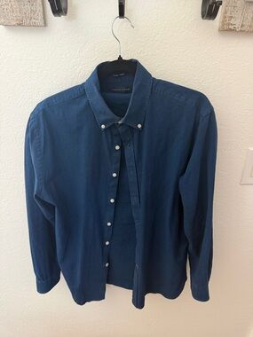 Tommy Hilfiger Dark Blue Long-Sleeve Button-Down Shirt